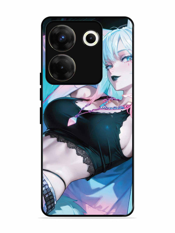 Tecno camon 20 Pro anime girl fox headpohone white Hair