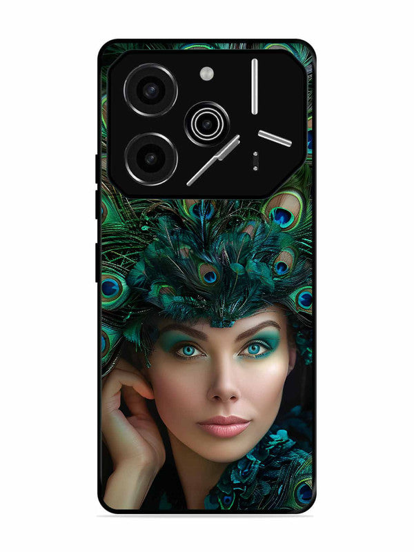 Tecno Pova 6 Pro 5G Girl with peacock feather Crown
