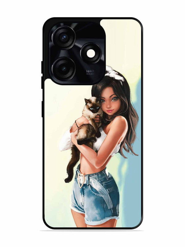 Tecno Spark 10C Cute Girl with Cat