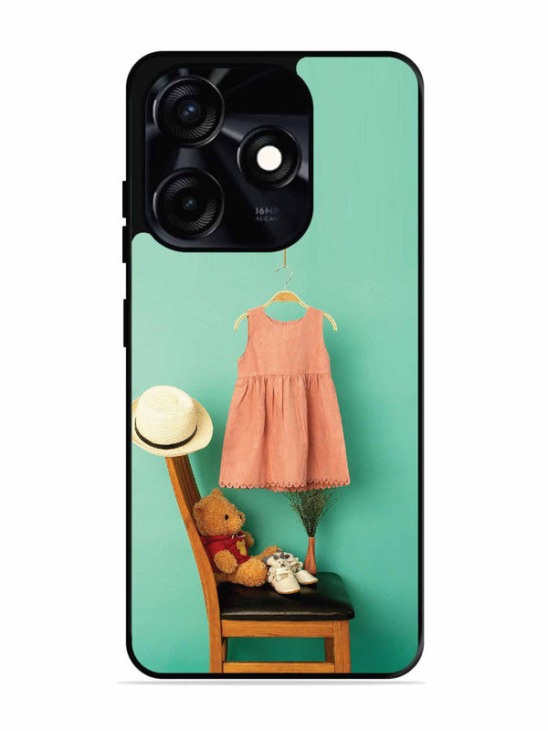 Tecno Spark 10C Trendy dress for girl near toy bear