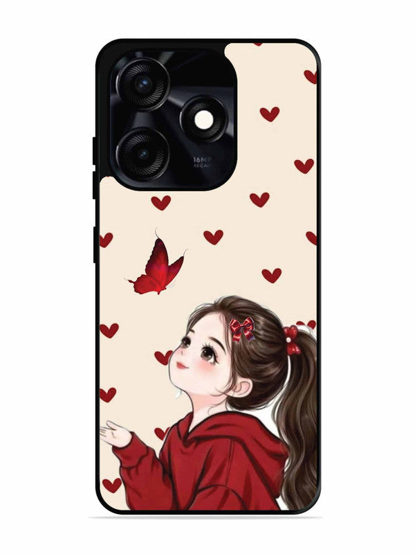 Tecno Spark 10C Beautiful girl with red butterfly