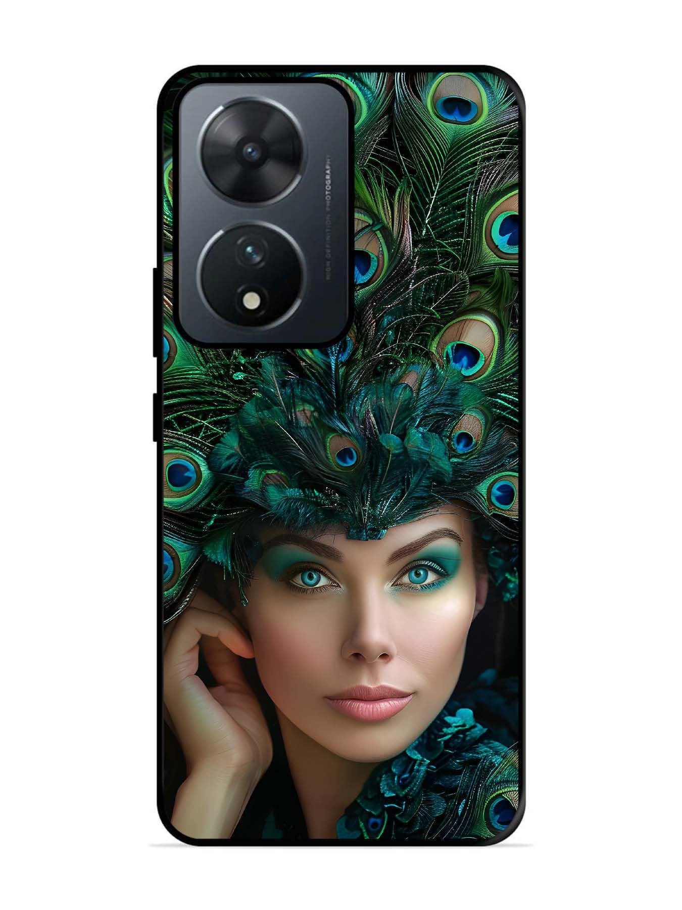 Vivo T2 5G Girl with peacock feather Crown