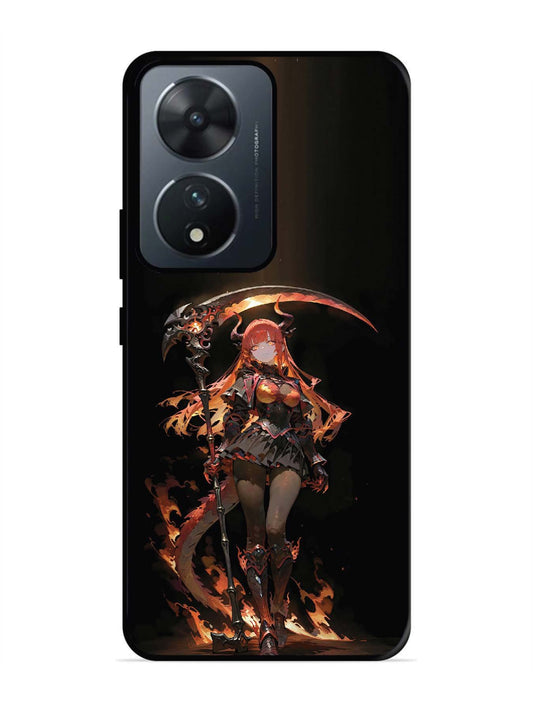 Vivo T2 5G anime-girl-sycthe-red-hair-horn