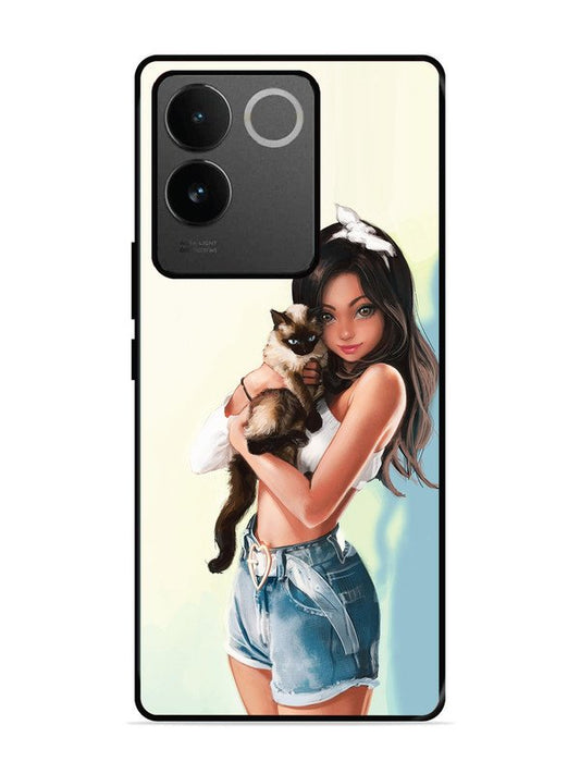 vivo t2 pro 5g Cute Girl with Cat