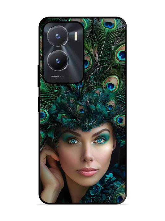 vivo y56 5g Girl with peacock feather Crown