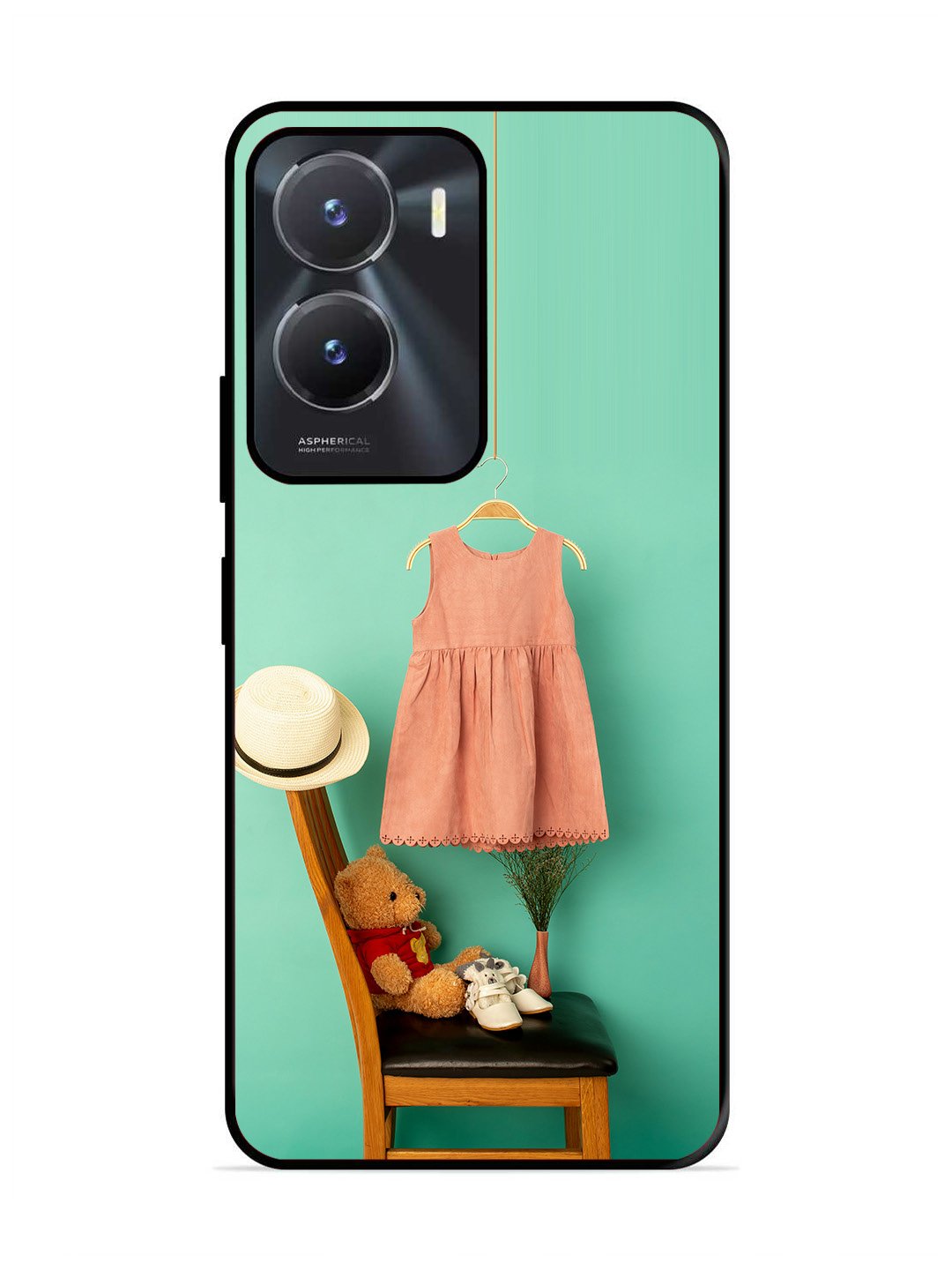 vivo y56 5g Trendy dress for girl near toy bear