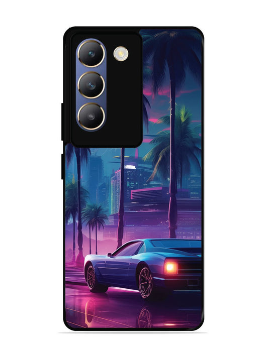 Vivo Y200E sunset-sports-car-city-palm-trees