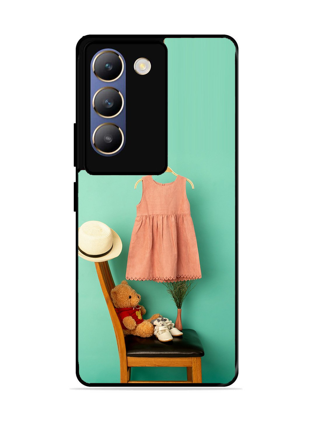 Vivo Y200E Trendy dress for girl near toy bear