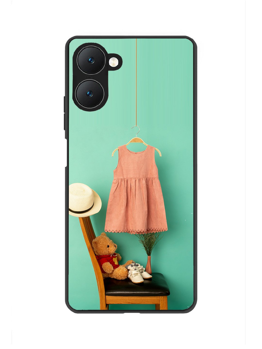 Vivo Y18 5G Trendy dress for girl near toy bear