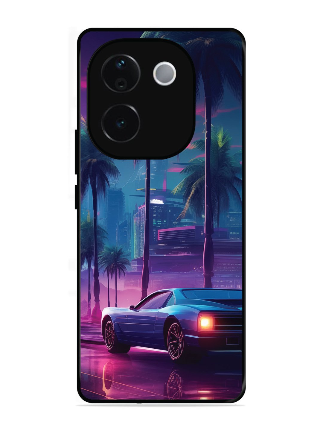 vivo T3 Pro 5G sunset-sports-car-city-palm-trees