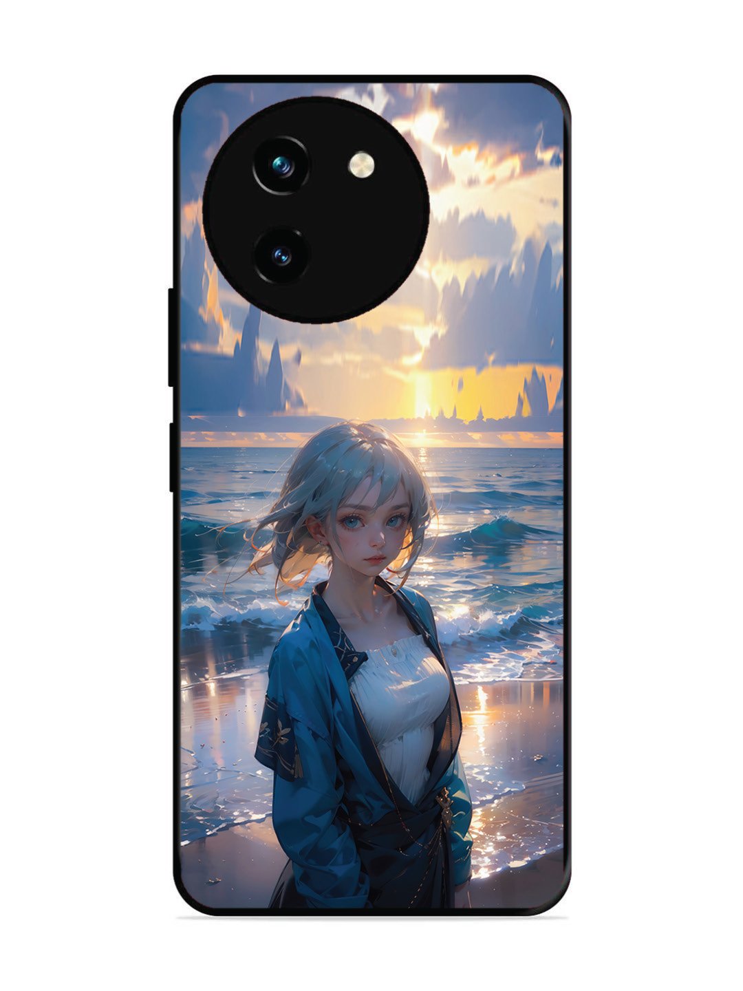 Vivo T3x 5G Anime Girl Beach Ocean Waves