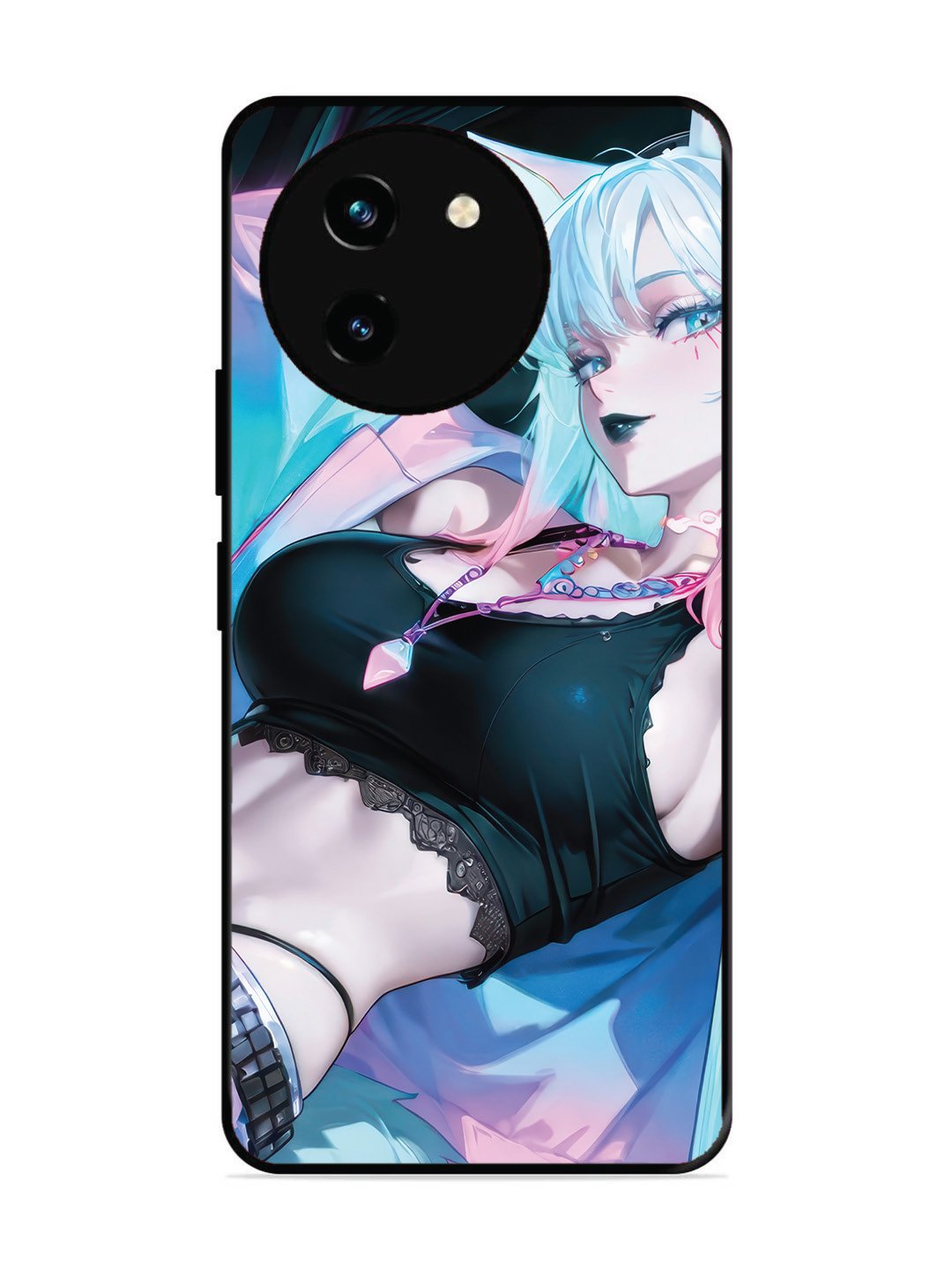 Vivo T3x 5G anime girl fox headpohone white Hair