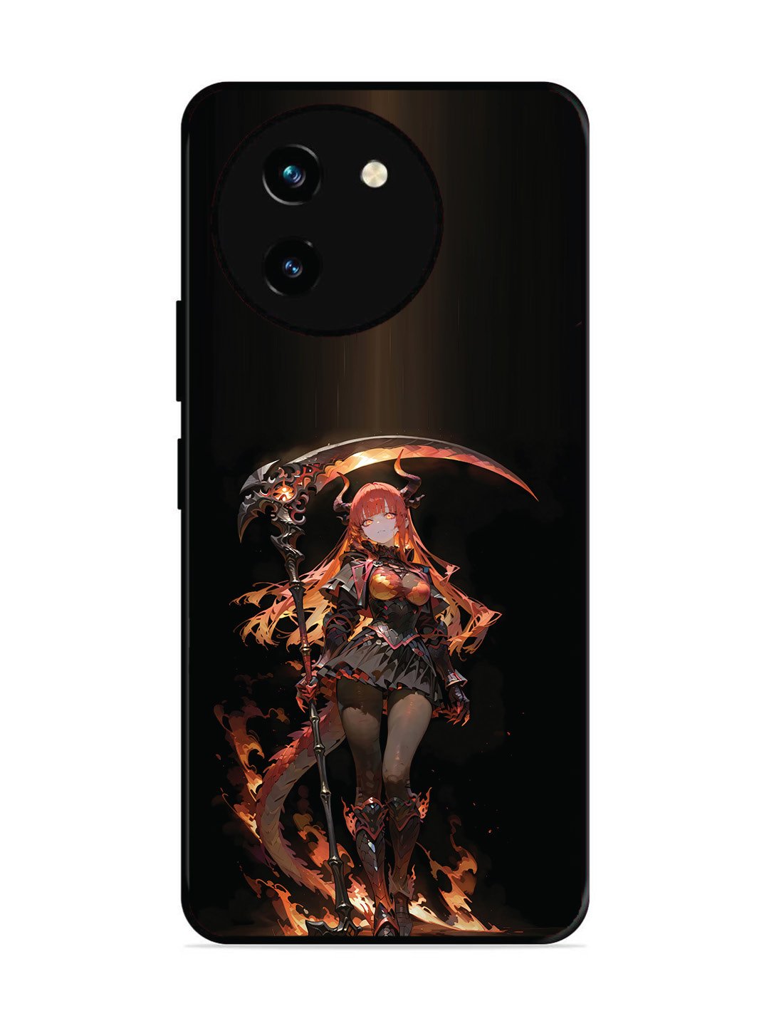 Vivo T3x 5G anime-girl-sycthe-red-hair-horn