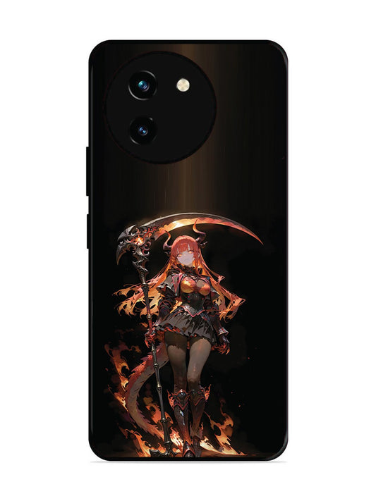 Vivo T3x 5G anime-girl-sycthe-red-hair-horn