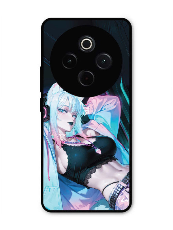 Vivo T4 5G anime girl fox headpohone white Hair