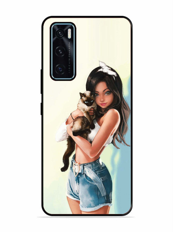 Vivo V20 SE Cute Girl with Cat