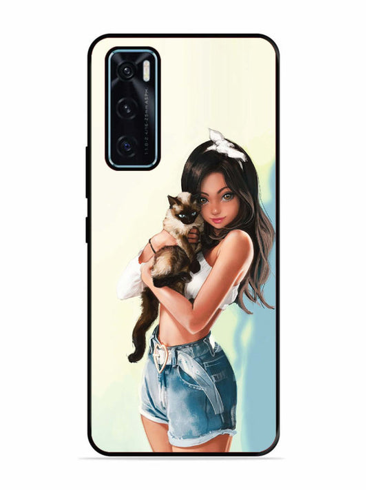Vivo V20 SE Cute Girl with Cat