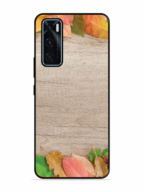 Vivo V20 SE Autumn Leafs On Wooden Table