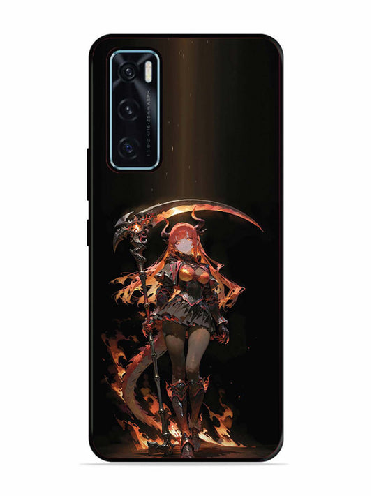Vivo V20 SE anime-girl-sycthe-red-hair-horn
