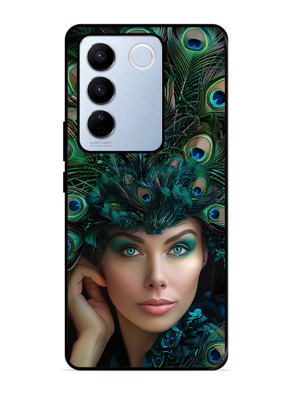 vivo v27 pro 5g Girl with peacock feather Crown