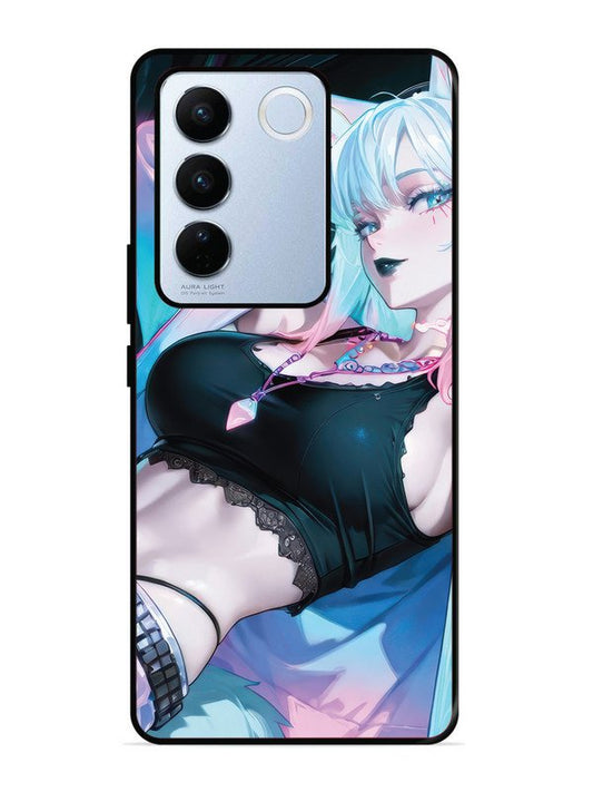 vivo v27 pro 5g anime girl fox headpohone white Hair