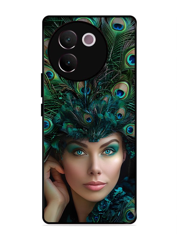 vivo v30e 5g Girl with peacock feather Crown