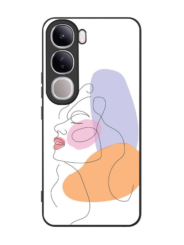 Vivo V40 Lite | 2D Metal | Line Art Girl Face | VI-V40L-095