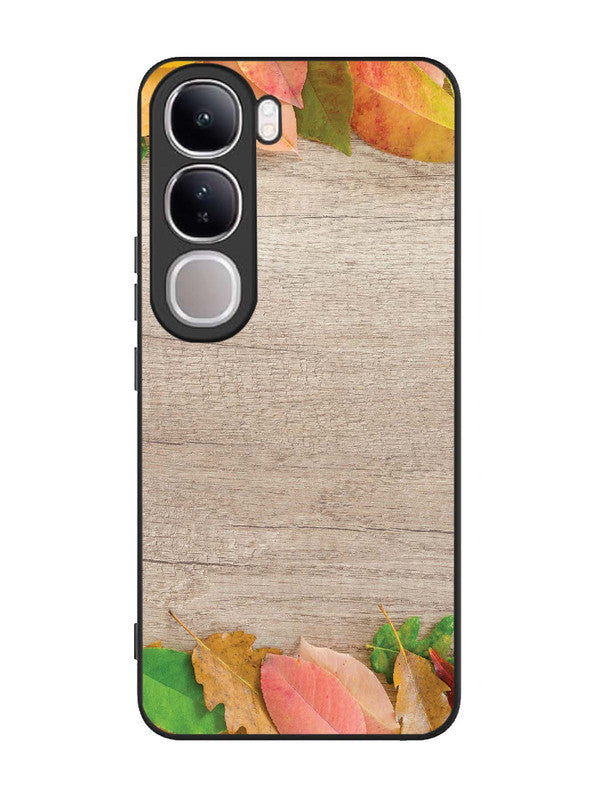 Vivo V40 Lite Autumn Leafs On Wooden Table
