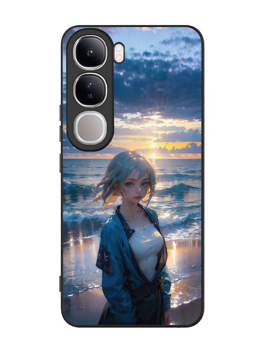 Vivo V40 Lite Anime Girl Beach Ocean Waves