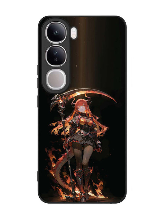 Vivo V40 Lite anime-girl-sycthe-red-hair-horn