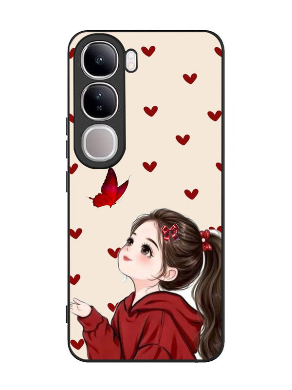 Vivo V40 Lite Beautiful girl with red butterfly