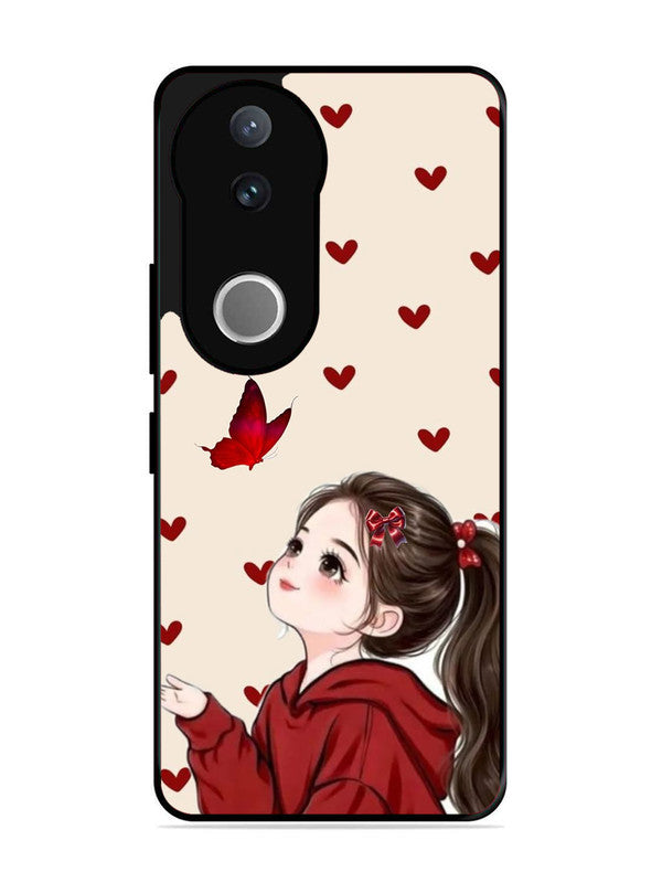 Vivo V50 Beautiful girl with red butterfly
