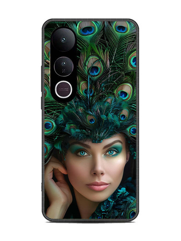 Vivo V50 Lite Girl with peacock feather Crown