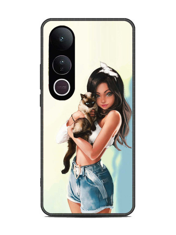 Vivo V50 Lite Cute Girl with Cat