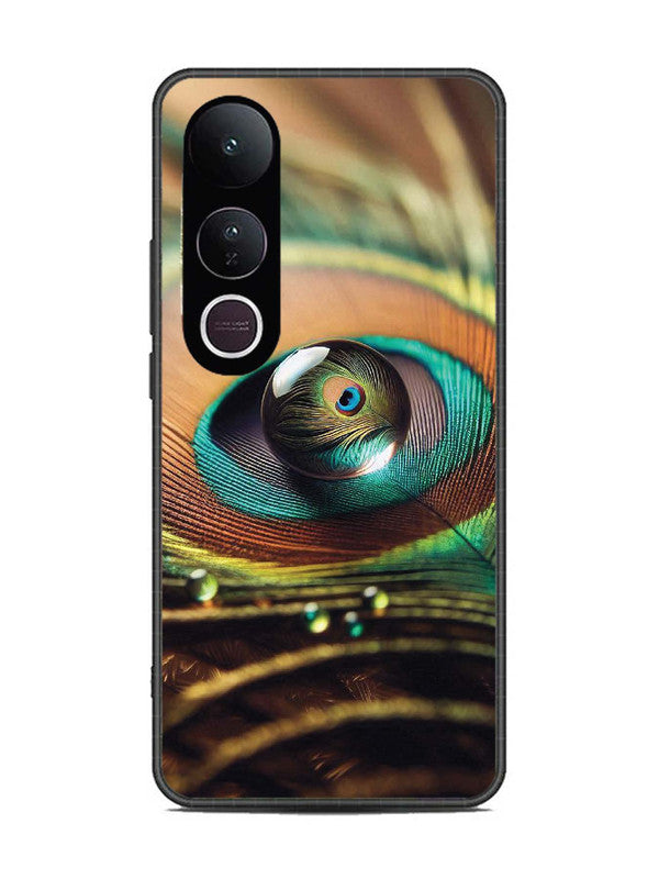 Vivo V50 Lite Water Drop On Peacock Feather