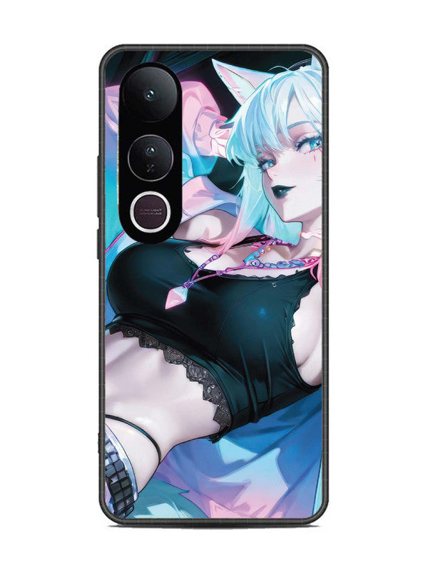 Vivo V50 Lite anime girl fox headpohone white Hair
