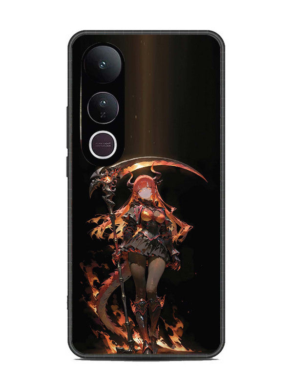 Vivo V50 Lite anime-girl-sycthe-red-hair-horn