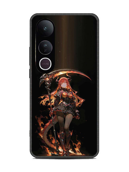 Vivo V50 Lite anime-girl-sycthe-red-hair-horn