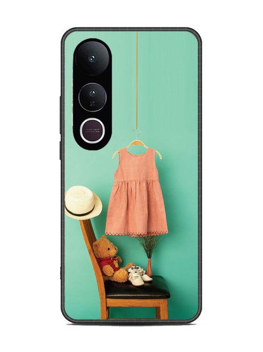 Vivo V50 Lite Trendy dress for girl near toy bear