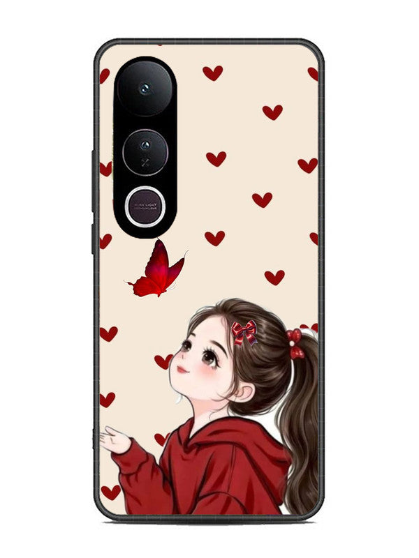 Vivo V50 Lite Beautiful girl with red butterfly