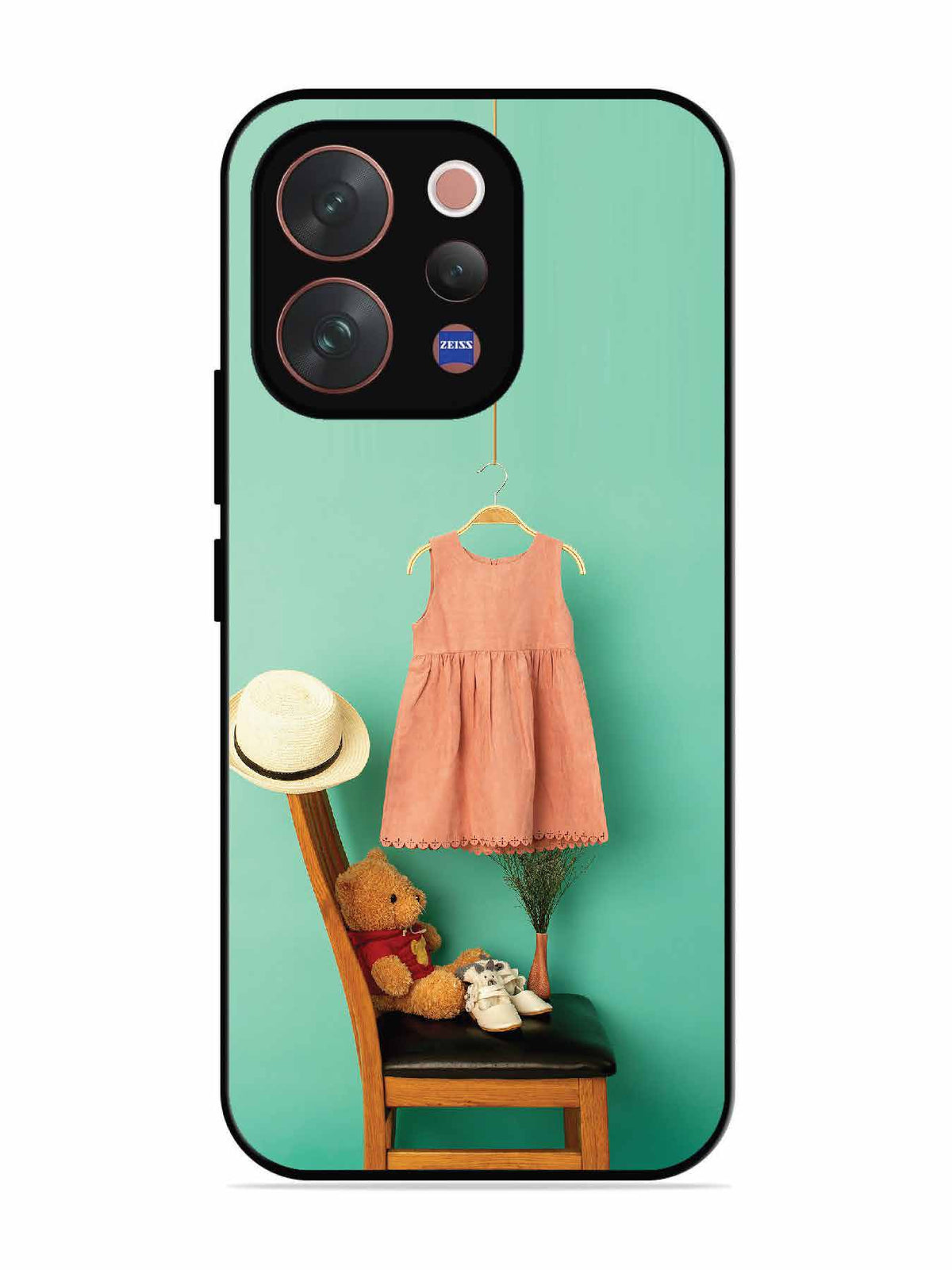 Vivo V70 5G Trendy dress for girl near toy bear
