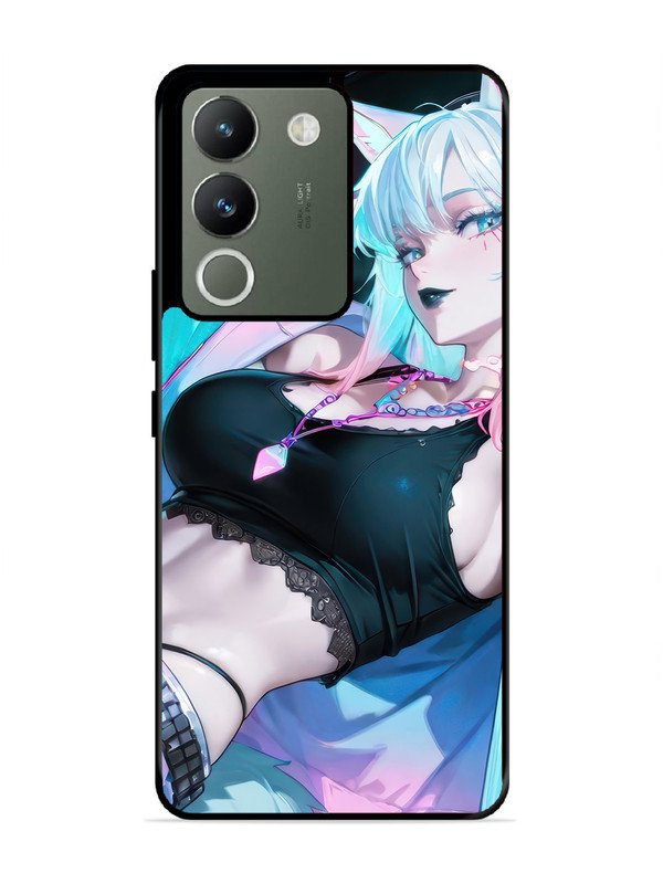 vivo y200 5g anime girl fox headpohone white Hair