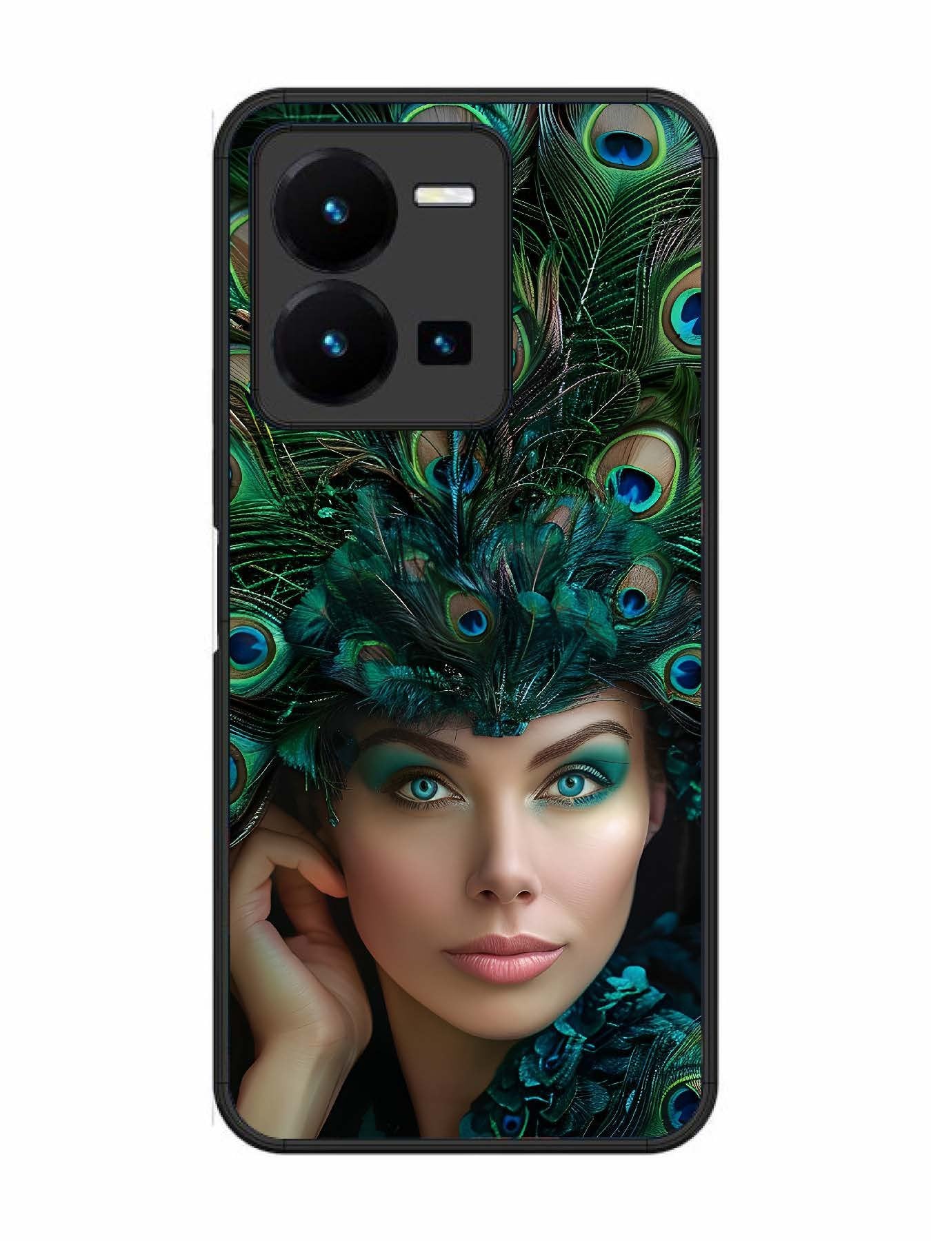 Vivo Y27 Girl with peacock feather Crown