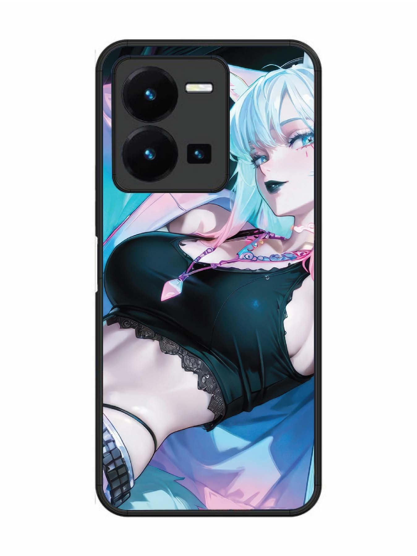 Vivo Y27 anime girl fox headpohone white Hair