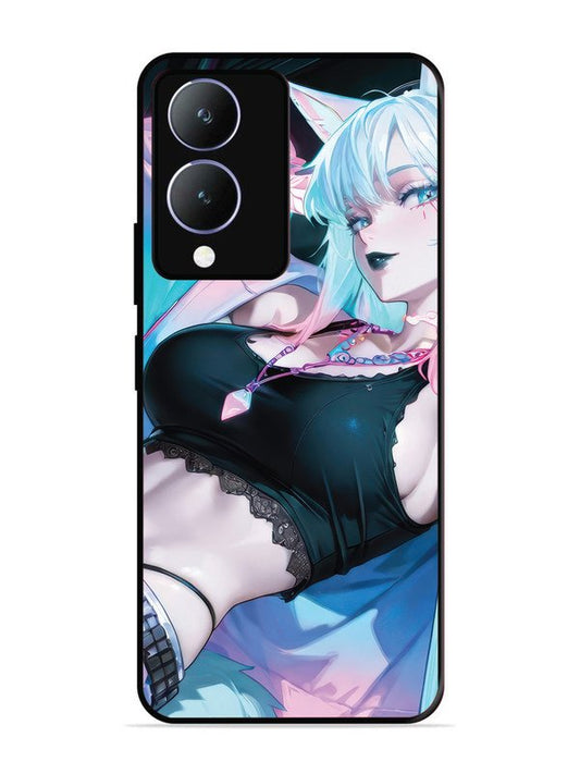 vivo y28 5g anime girl fox headpohone white Hair