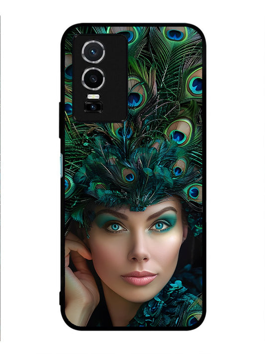 Vivo Y76 5G Girl with peacock feather Crown