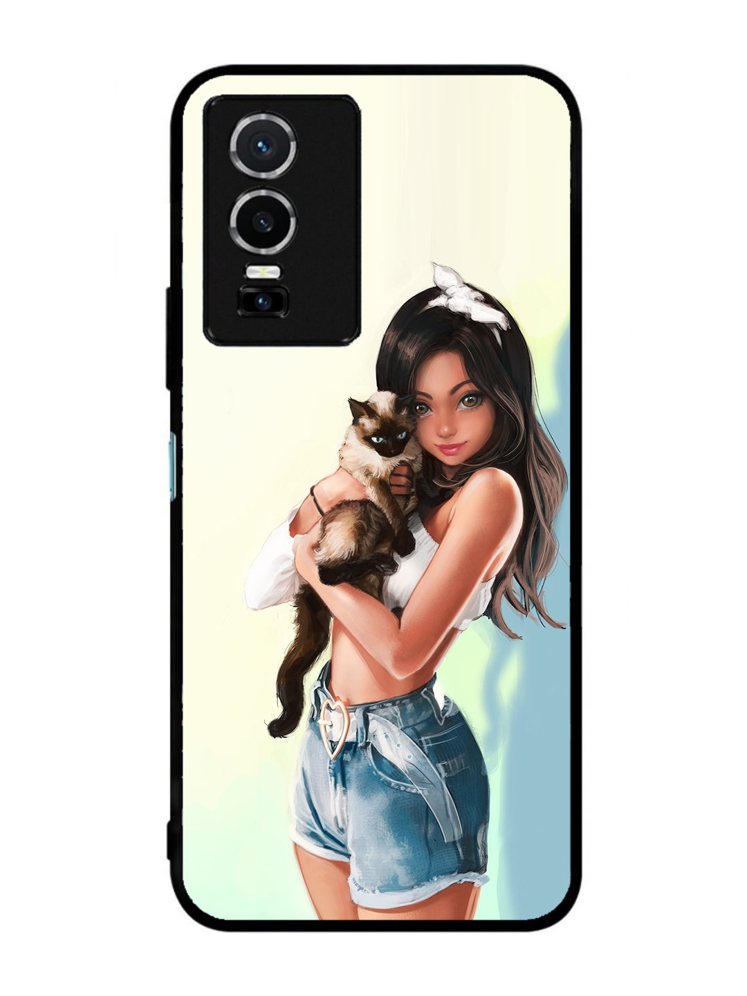 Vivo Y76 5G Cute Girl with Cat