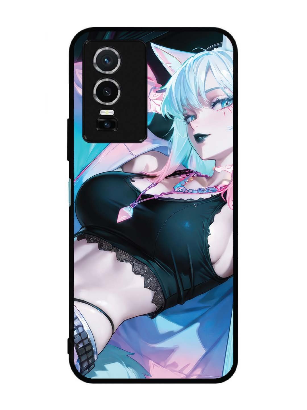 Vivo Y76 5G anime girl fox headpohone white Hair