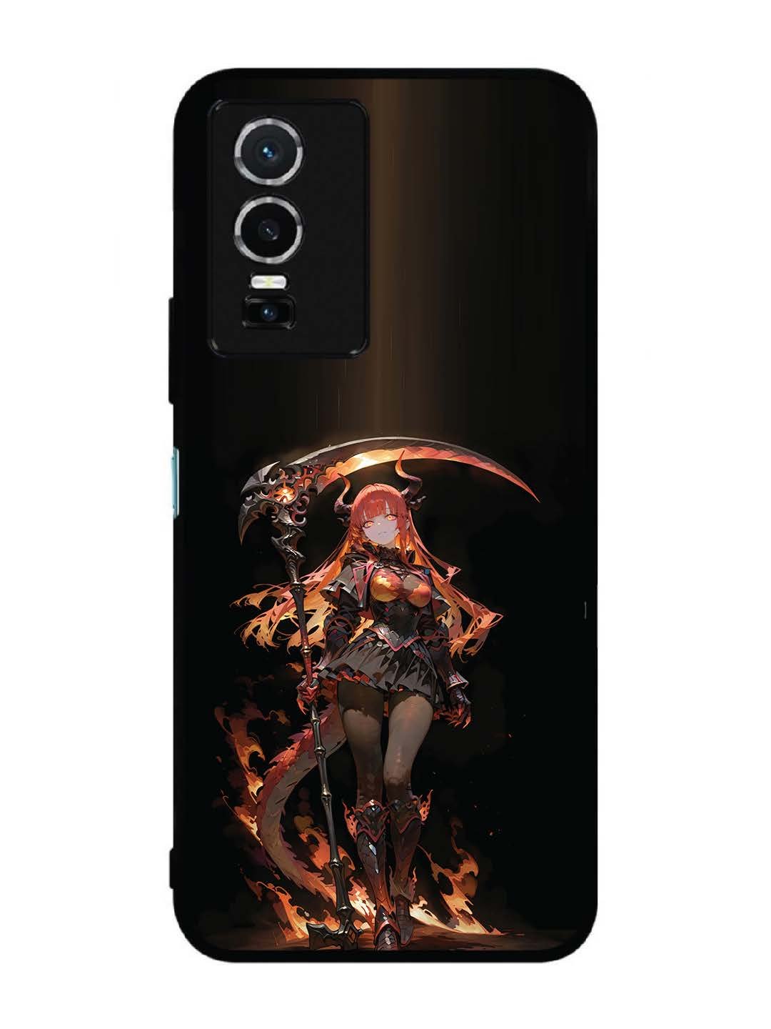 Vivo Y76 5G anime-girl-sycthe-red-hair-horn