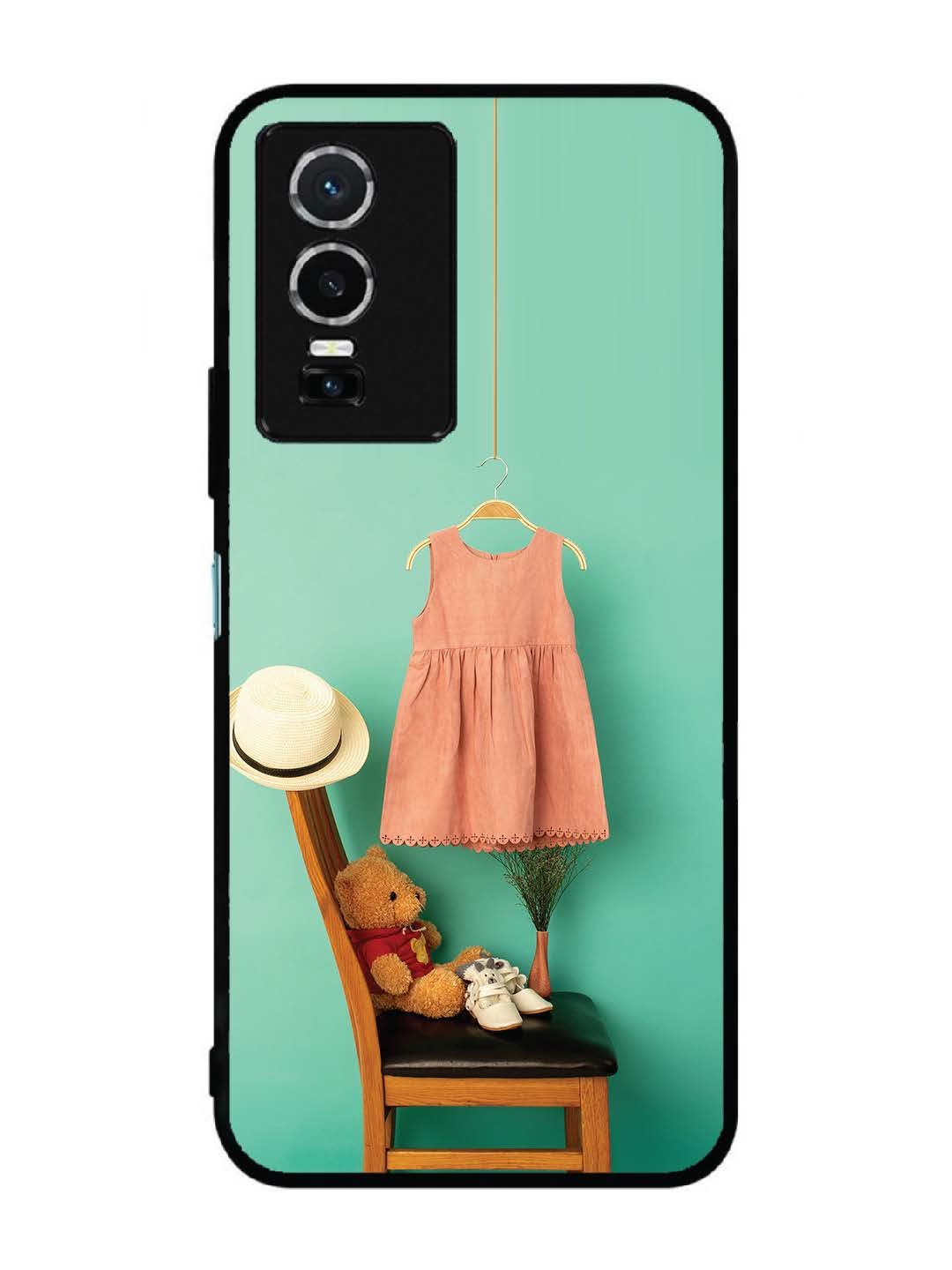 Vivo Y76 5G Trendy dress for girl near toy bear